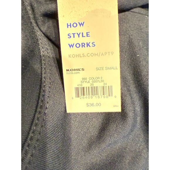 Apt.9 Bell Sleeve Round Neck Black White Ruffle Trim Peplum Blouse Top small - Picture 5 of 5